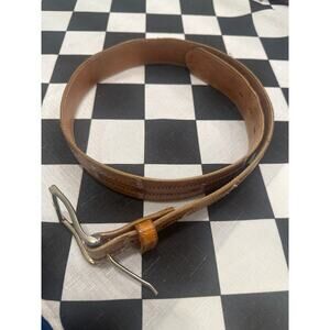 Tony Lama Made in USA ostrich light brown belt men’s 32 leather